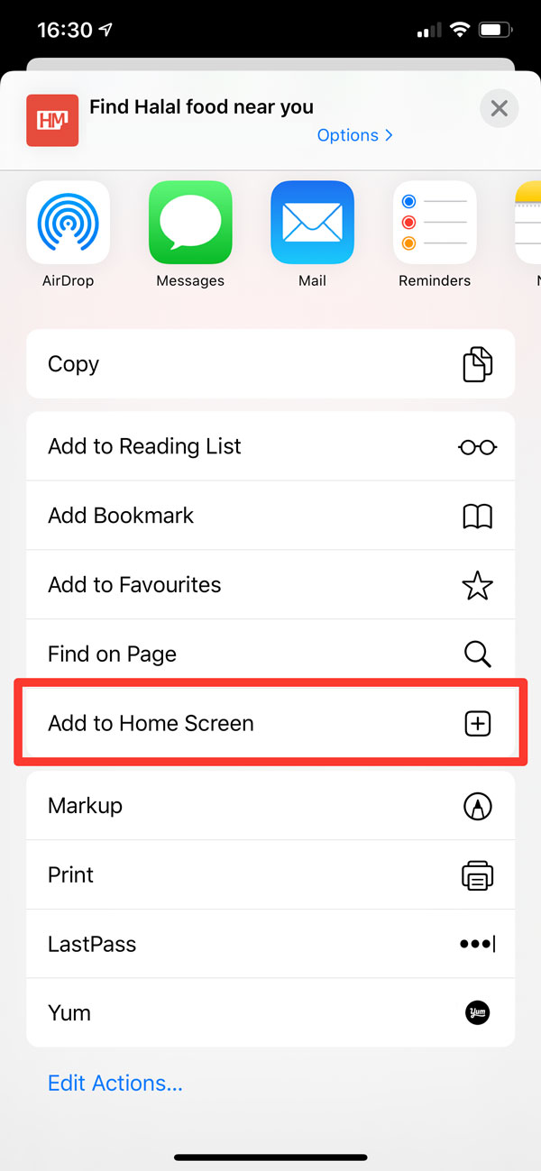 Add to Home Screen Screenshot