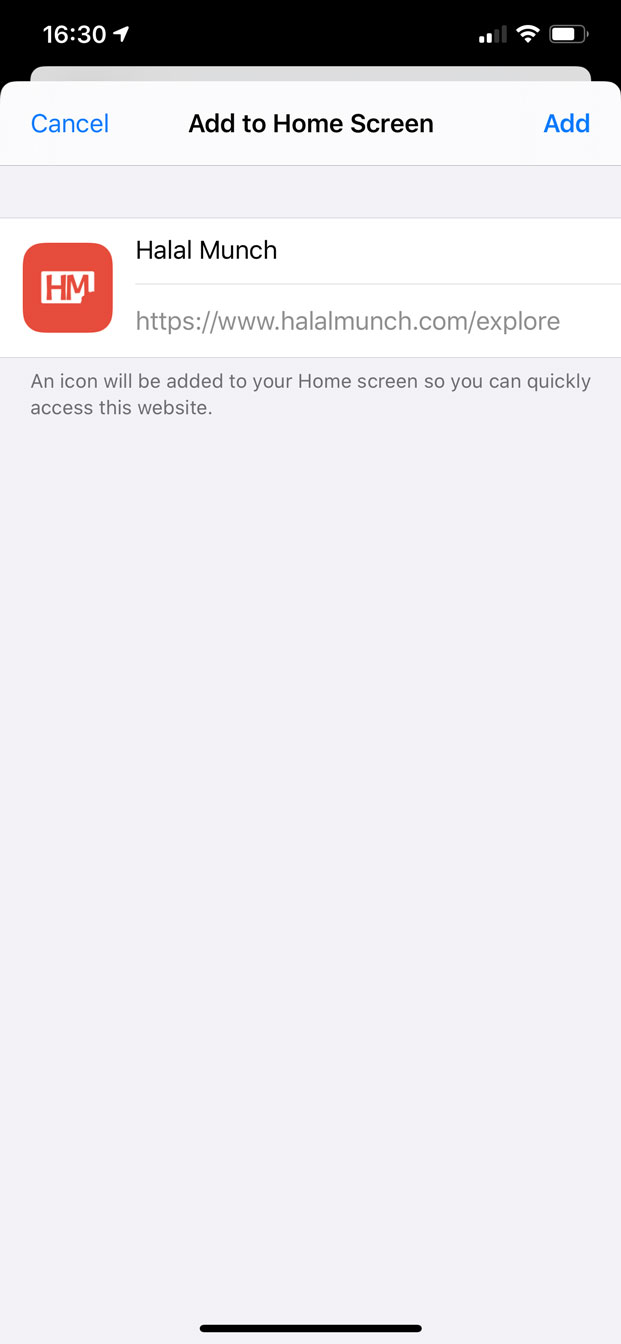 Add to Home Screen Screenshot